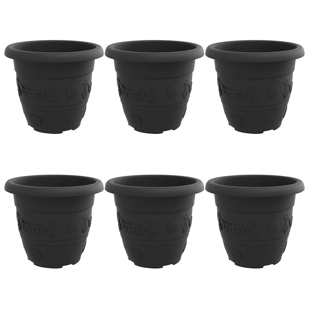 Rund Blomsterpotte 6 pcs Svart Ø 30 x 25 cm Plast