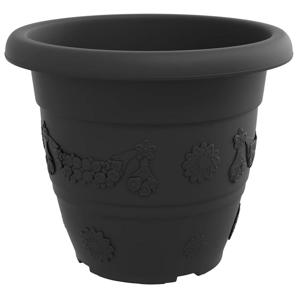 Rund Blomsterpotte 6 pcs Svart Ø 26 x 21.5 cm Plast vidaXL