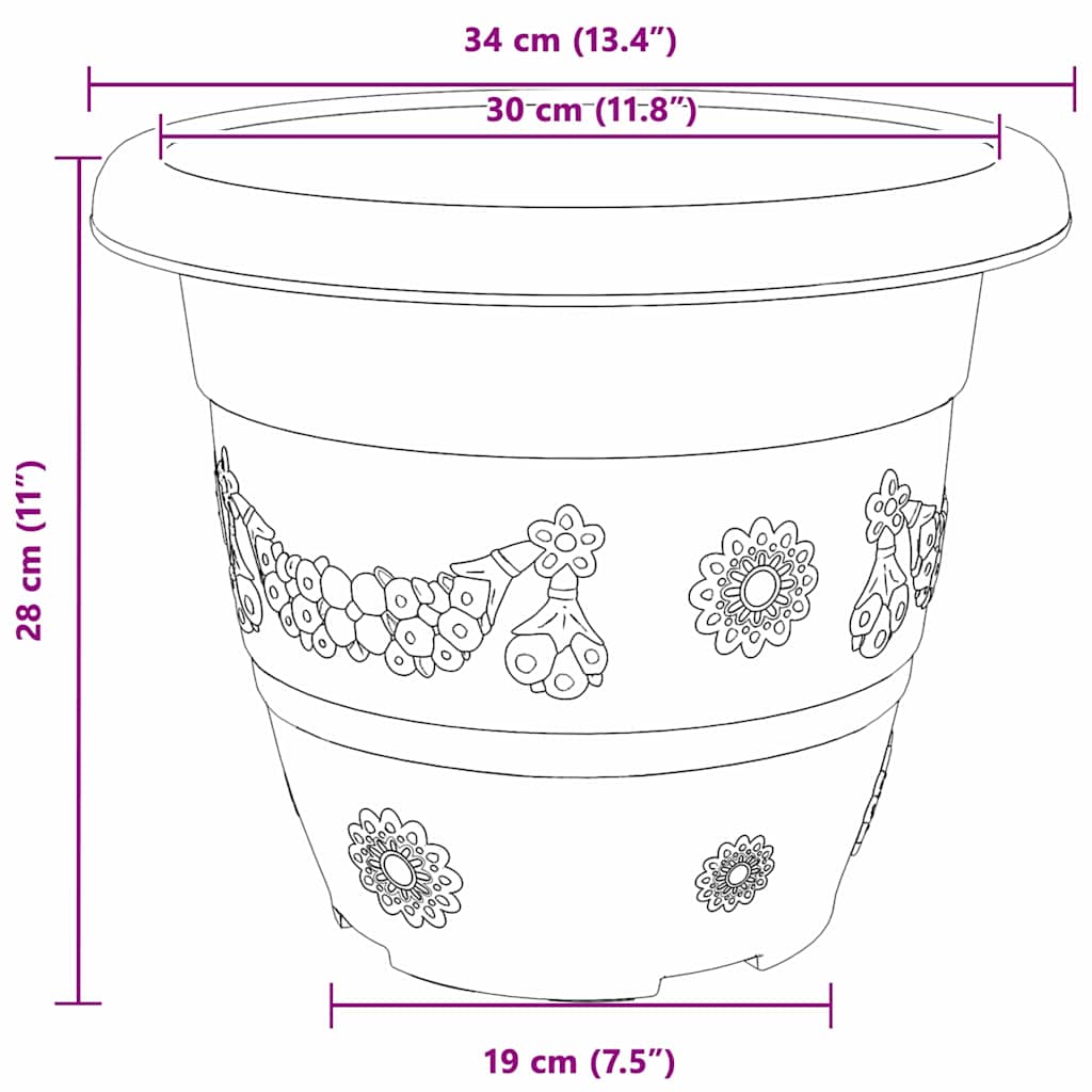 Rund Blomsterpotte 24 pcs Klinker Rød Ø 34 x 28 cm Plast