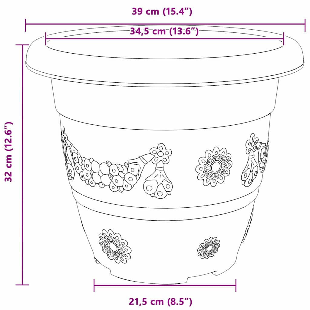 Rund Blomsterpotte 24 pcs Klinker Rød Ø 39 x 32 cm Plast