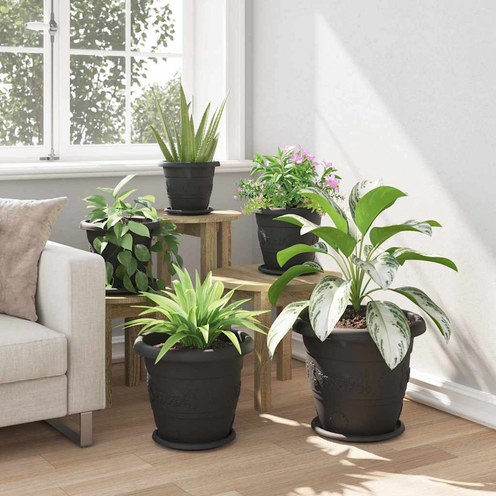 Rund Blomsterpotte 24 pcs Svart Ø 34 x 28 cm Plast