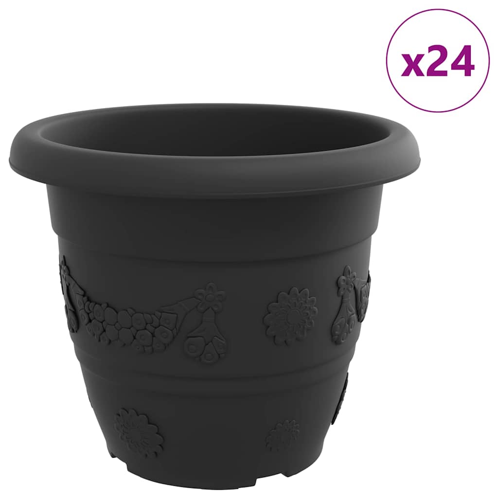 Rund Blomsterpotte 24 pcs Svart Ø 34 x 28 cm Plast