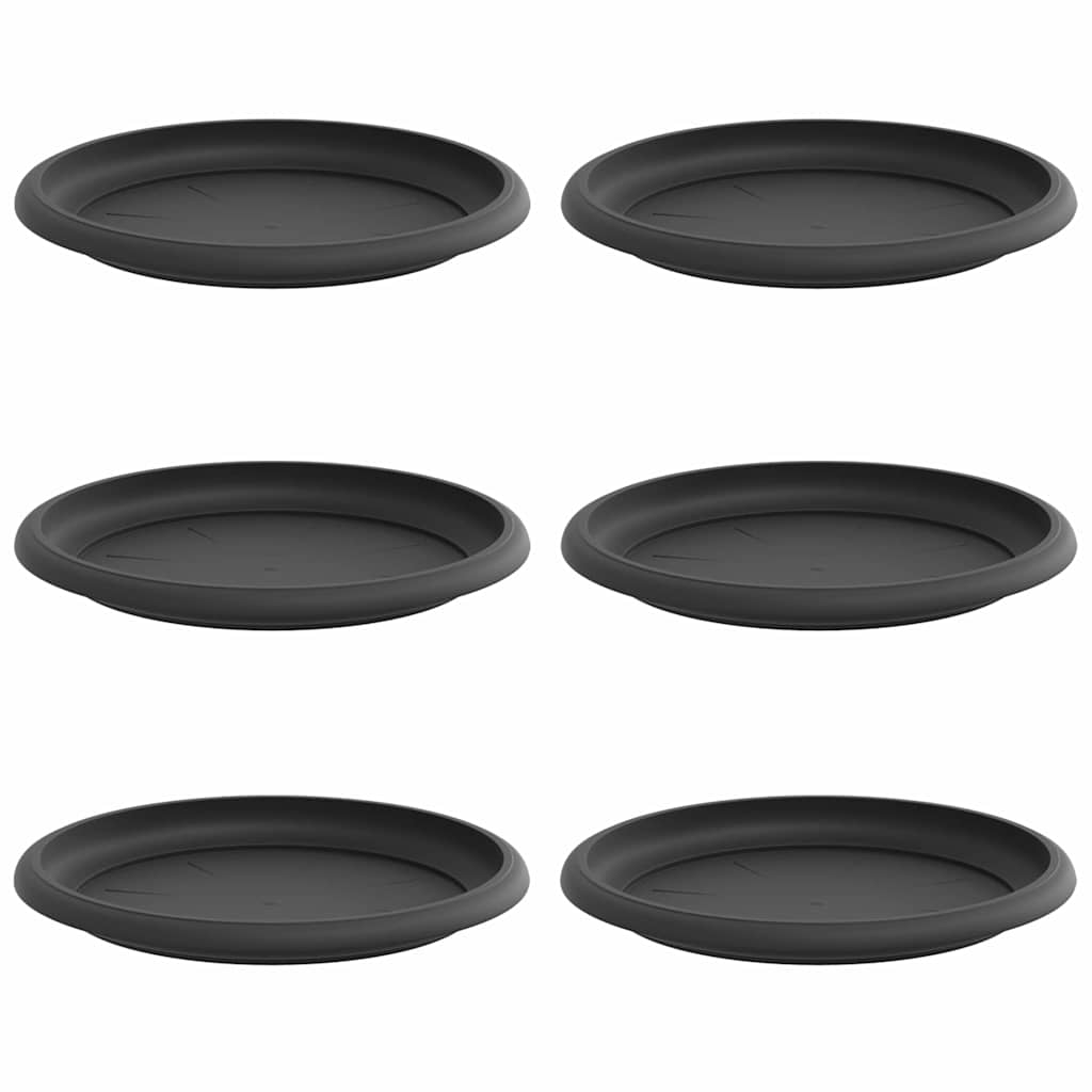 Rundt Blomsterbrett 6 pcs Svart Ø 17,5 x 2 cm Plast