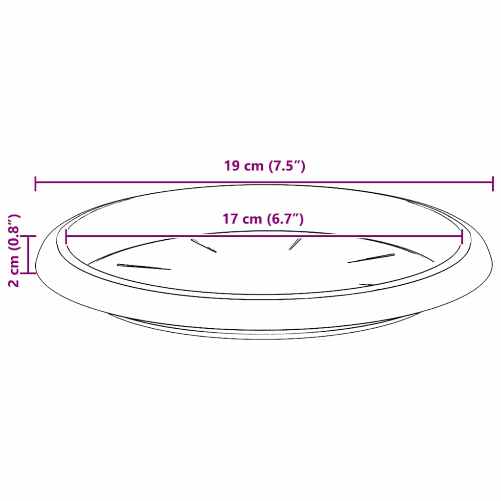 Rundt Blomsterbrett 6 pcs Svart Ø 19 x 2 cm Plast