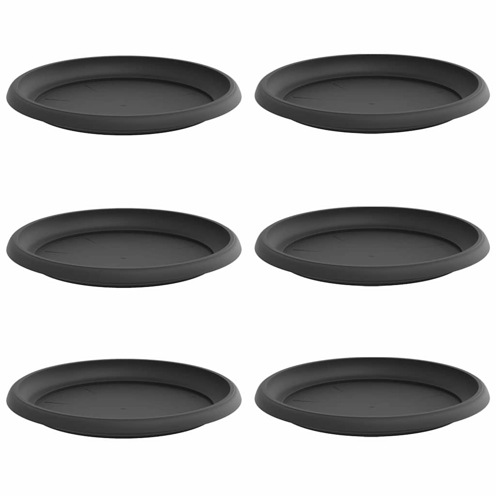 Rundt Blomsterbrett 6 pcs Svart Ø 14 x 2 cm Plast