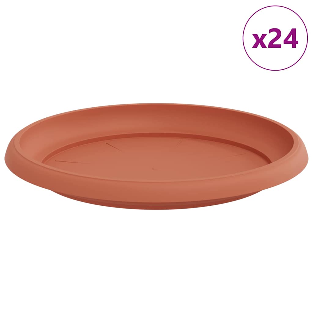 Rundt Blomsterbrett 24 pcs Klinker Rød Ø 21,5 x 2,5 cm Plast