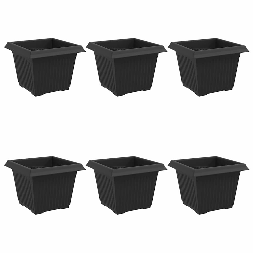 Firkantet Blomsterpotte 6 pcs Svart 23 x 23 x 17,5 cm Plast