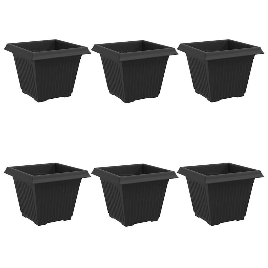 Firkantet Blomsterpotte 6 pcs Svart 38 x 38 x 30 cm Plast