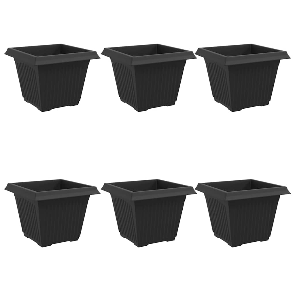 Firkantet Blomsterpotte 6 pcs Svart 43 x 43 x 33,5 cm Plast