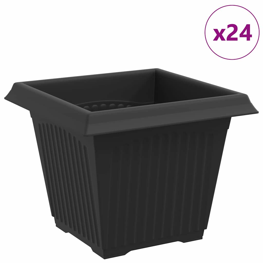 Firkantet Blomsterpotte 24 pcs Svart 20 x 20 x 16 cm Plast