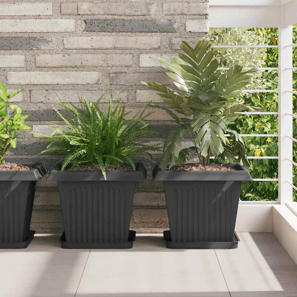 Firkantet Blomsterpotte 24 stk. Svart 33 x 33 x 26 cm Plast