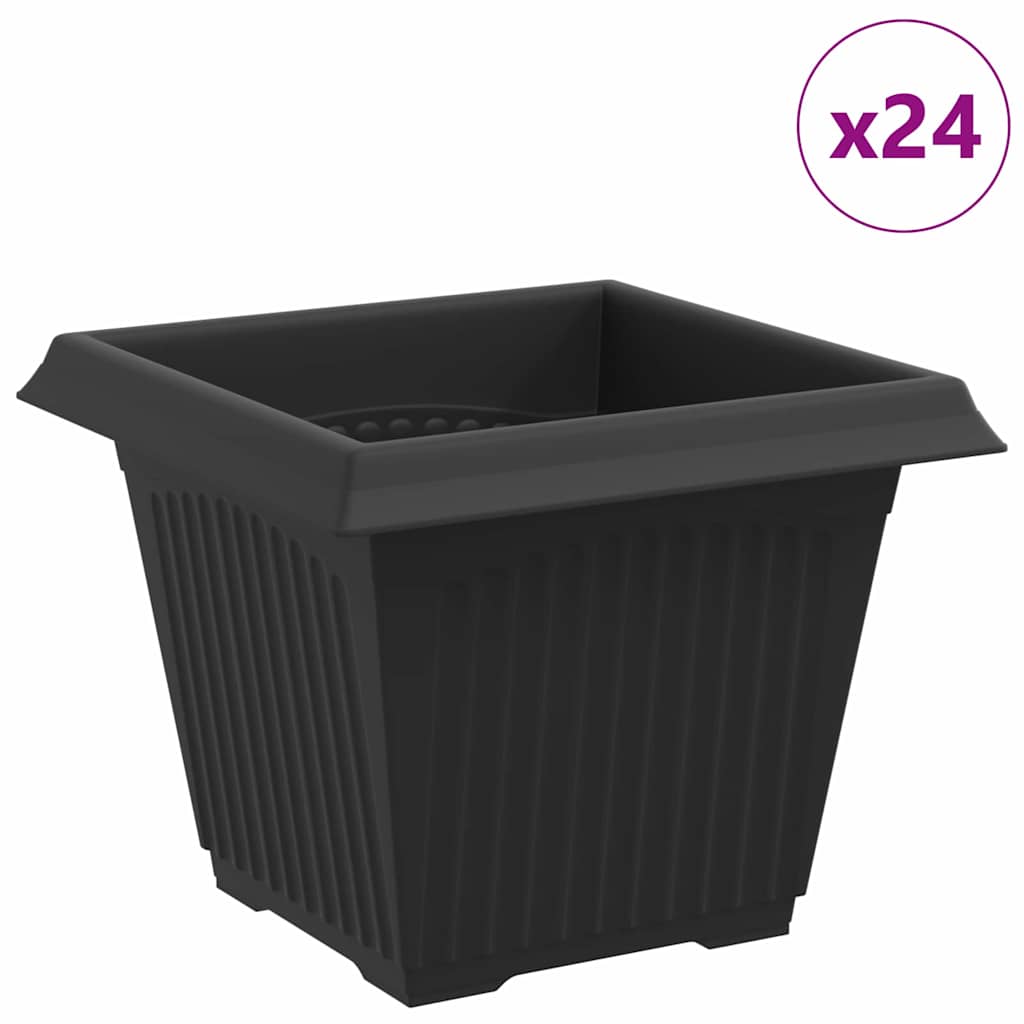 Firkantet Blomsterpotte 24 stk. Svart 33 x 33 x 26 cm Plast