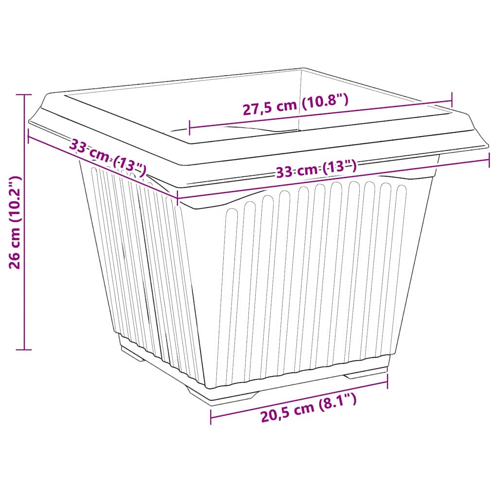 Firkantet Blomsterpotte 24 stk. Svart 33 x 33 x 26 cm Plast