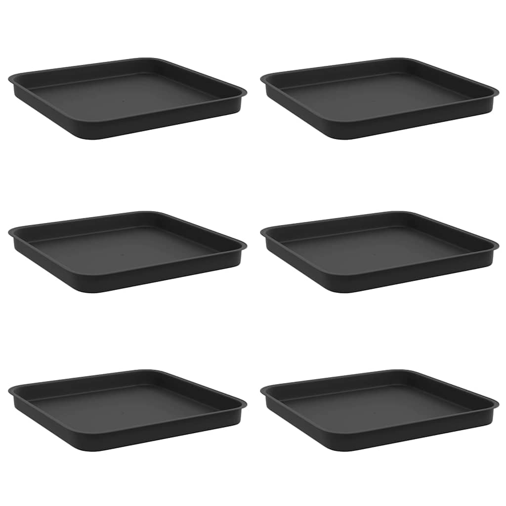 Firkantet Blomsterbrett 6 pcs Svart 21 x 21 x 2 cm Plast