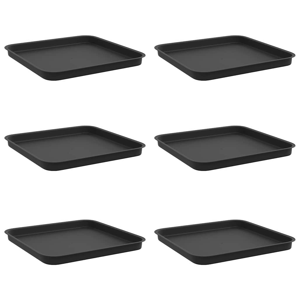 Firkantet Blomsterbrett 6 pcs Svart 32 x 32 x 2,5 cm Plast
