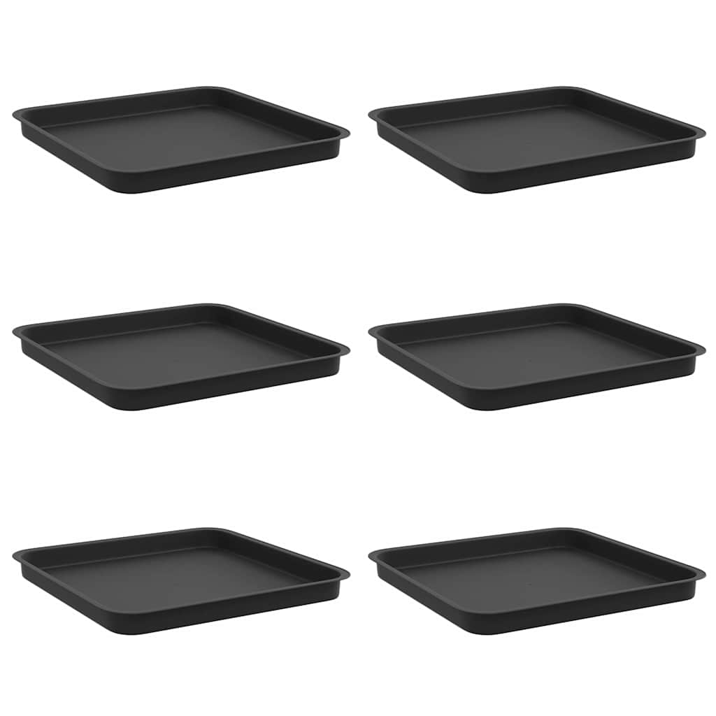 Firkantet Blomsterbrett 6 pcs Svart 36 x 36 x 2.5 cm Plast