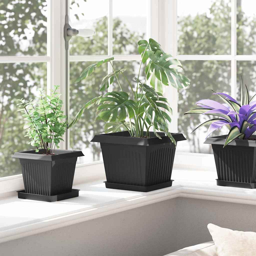 Firkantet Blomsterbrett 24 pcs Svart 18 x 18 x 2 cm Plast