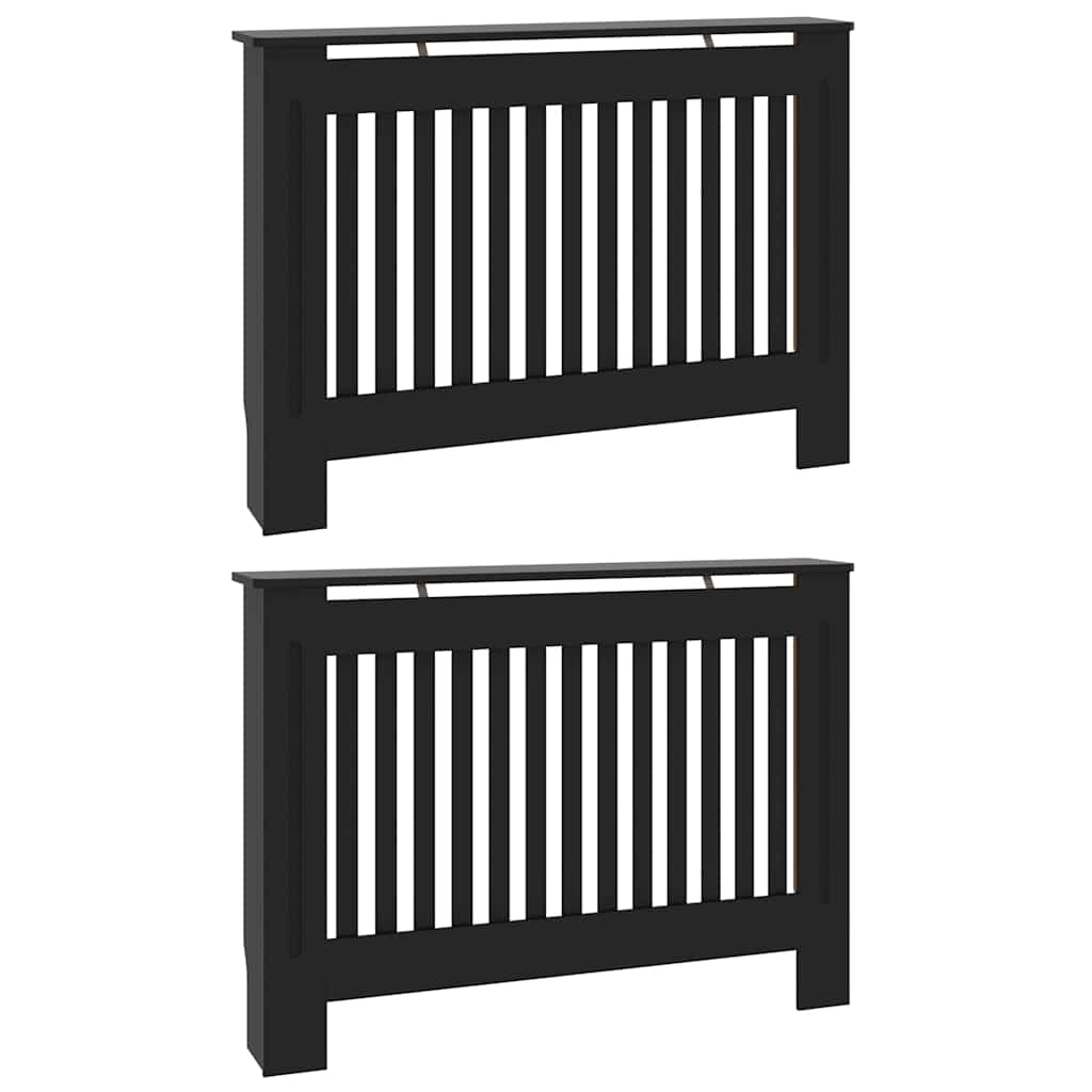 Radiator Deksel 2 pcs Svart 112 x 19 x 81,5 cm Konstruert tre