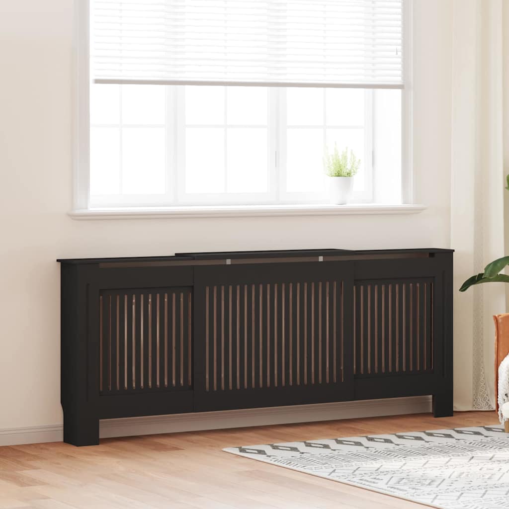 Radiator Deksel 2 pcs Svart 205 x 20,5 x 81,5cm Konstruert tre