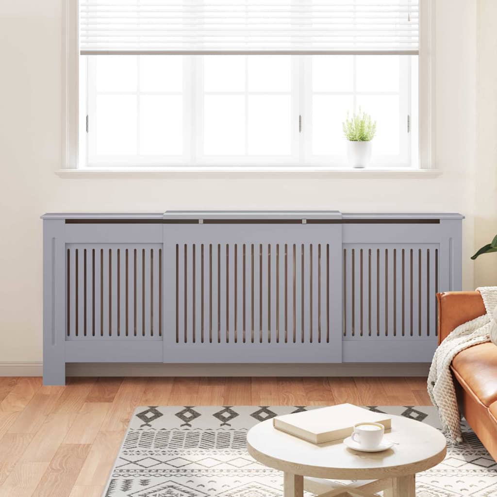 Radiator Deksel 2 pcs Grå 205 x 20,5 x 81,5cm Konstruert tre
