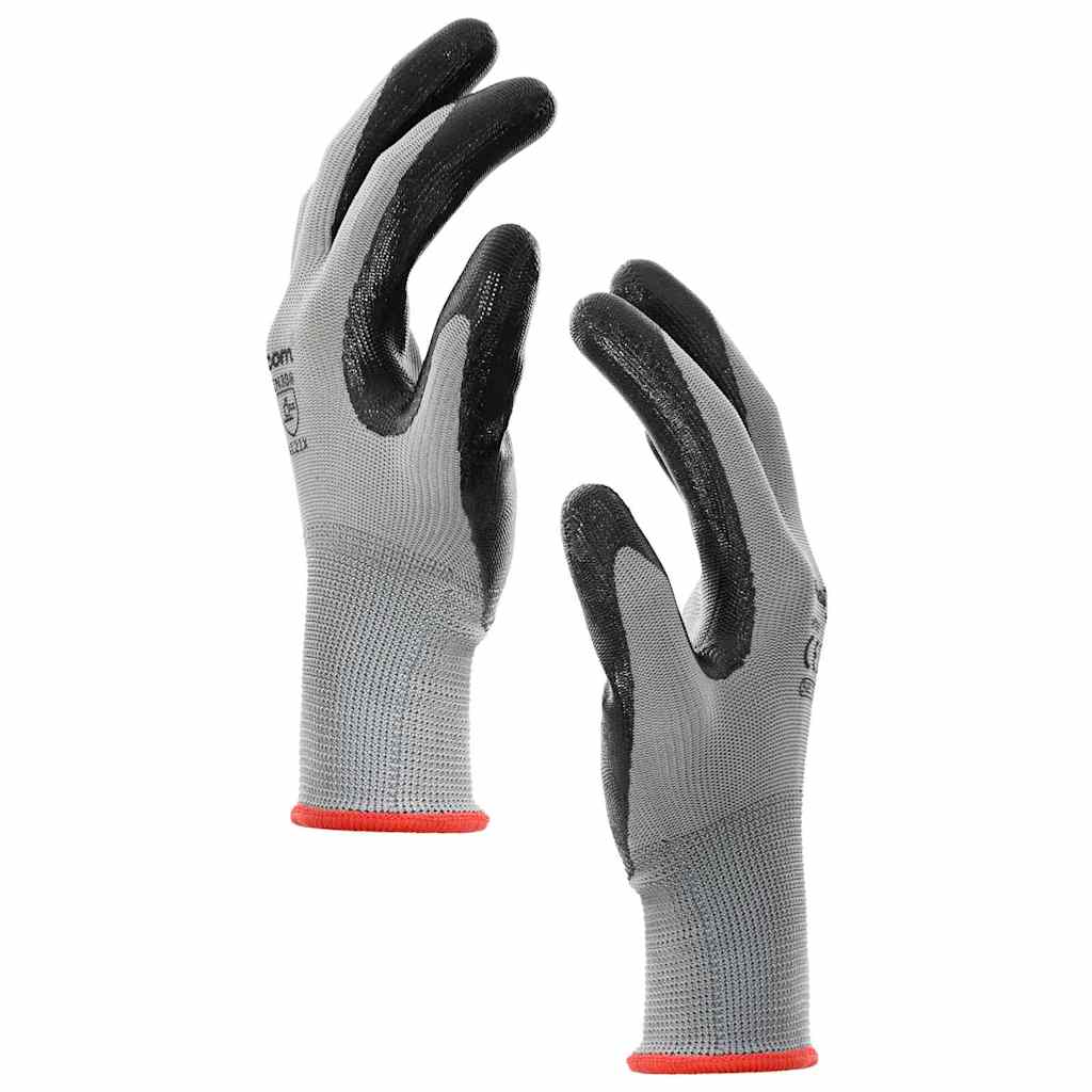 Arbeidshansker 12 pcs Grå og svart 7 / S Polyester