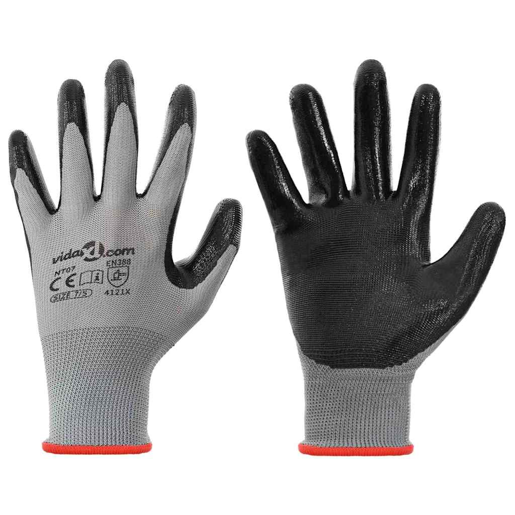 Arbeidshansker 24 pcs Grå og svart 7 / S Polyester