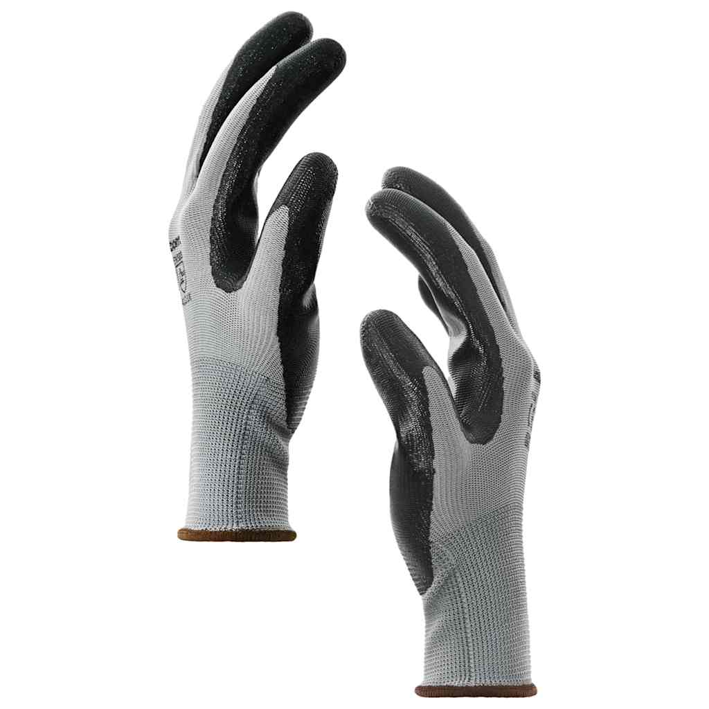 Arbeidshansker 12 pcs Grå og svart 8 / m Polyester