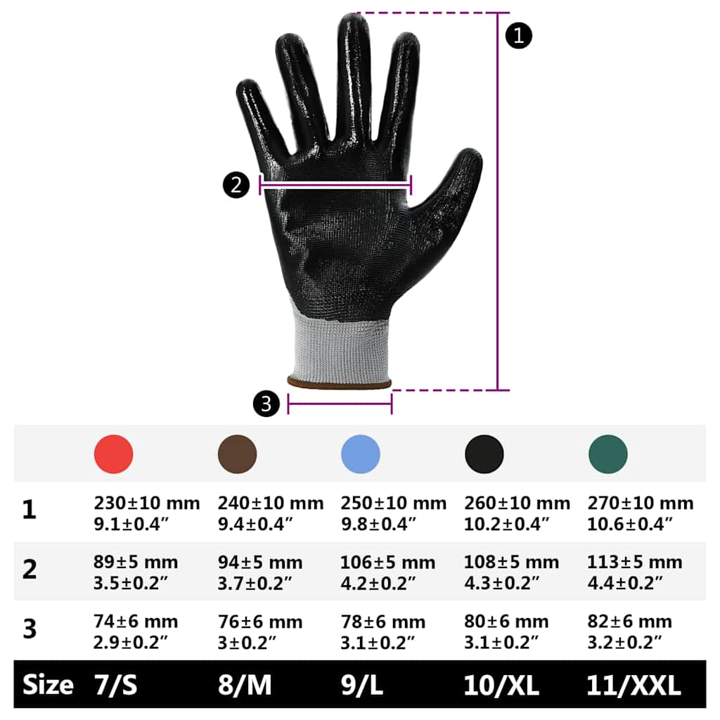 Arbeidshansker 12 pcs Grå og svart 8 / m Polyester