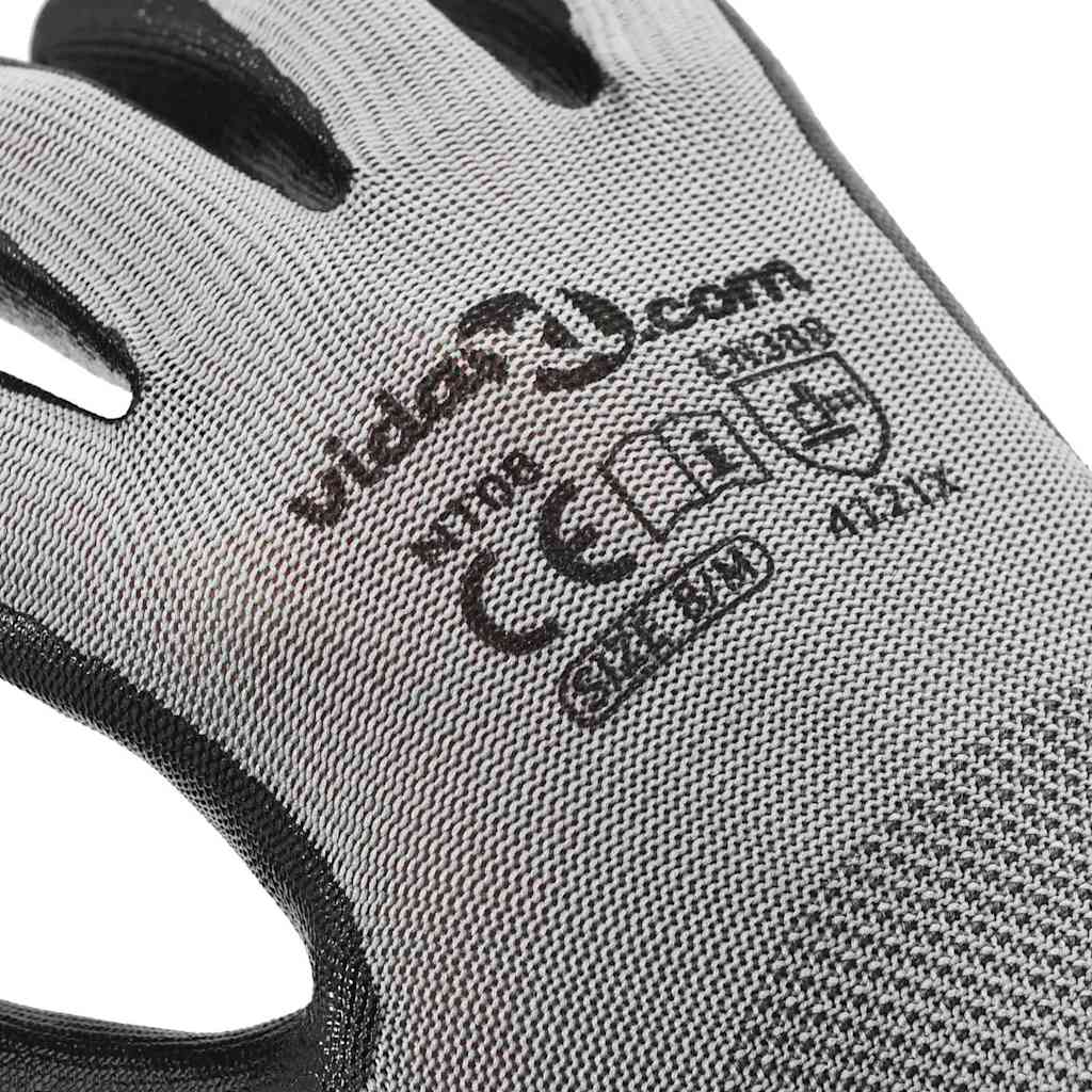 Arbeidshansker 24 pcs Grå og svart 8 / m Polyester