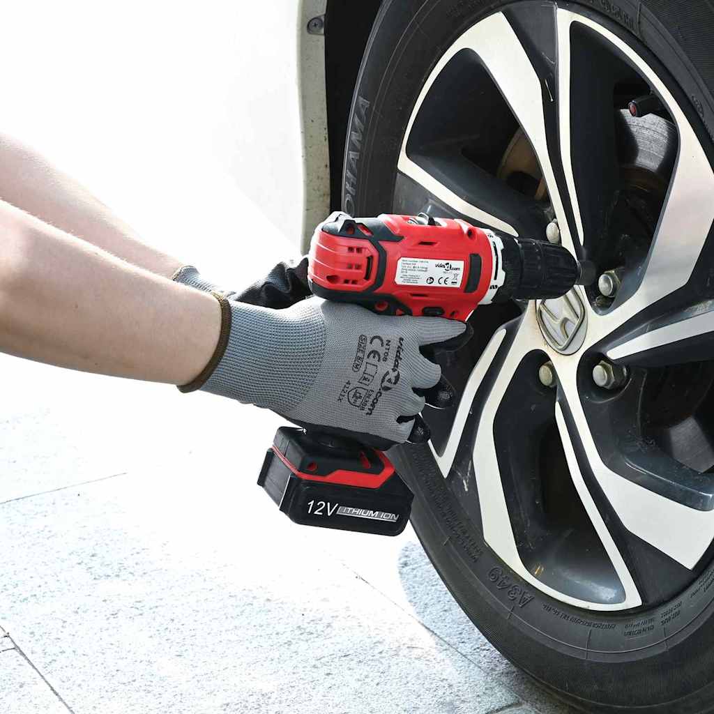 Arbeidshansker 24 pcs Grå og svart 8 / m Polyester