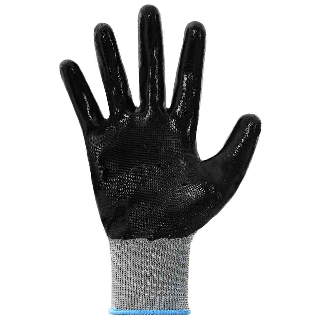 Arbeidshansker 12 pcs Grå og svart 9 / l Polyester