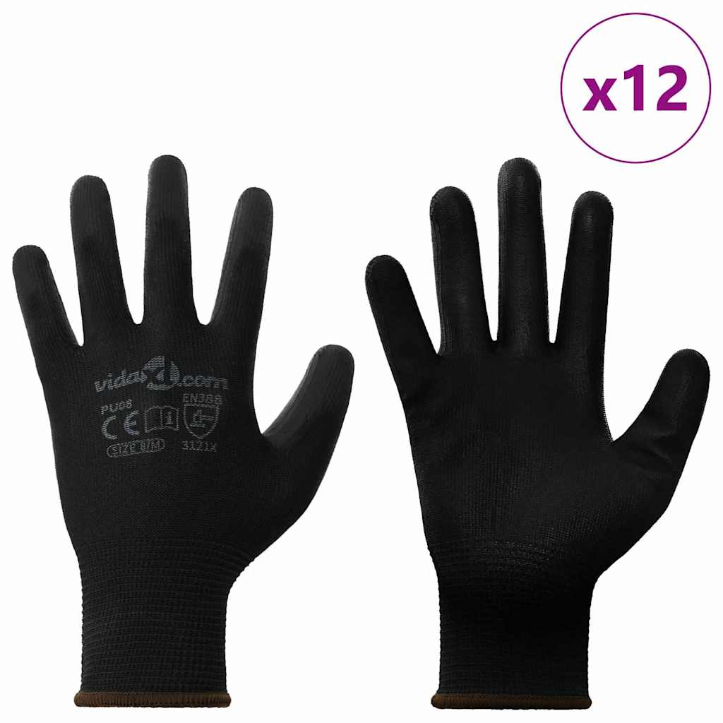 Arbeidshansker 12 pcs Svart 8 / m Polyester