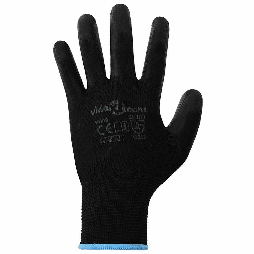 Arbeidshansker 12 pcs Svart 9 / l Polyester