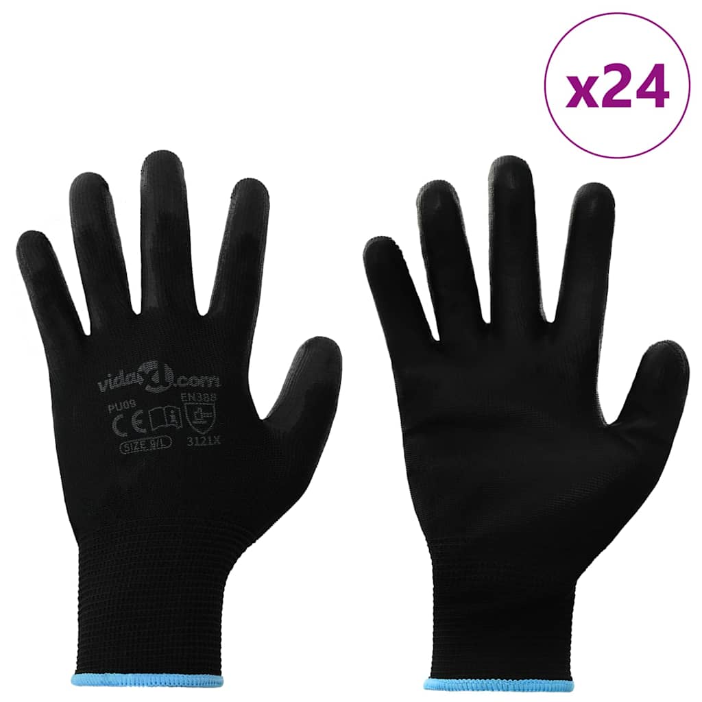 Arbeidshansker 24 pcs Svart 9 / l Polyester