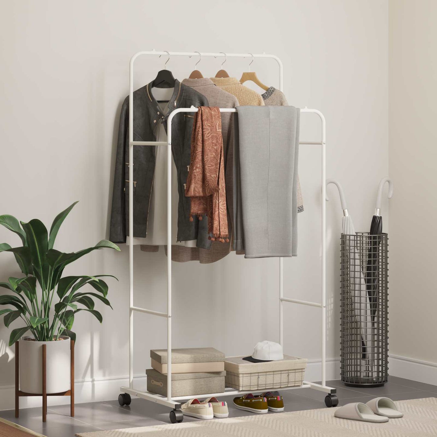 Klesstativ Ensfarget Hvit 80 x 53 x 156 cm