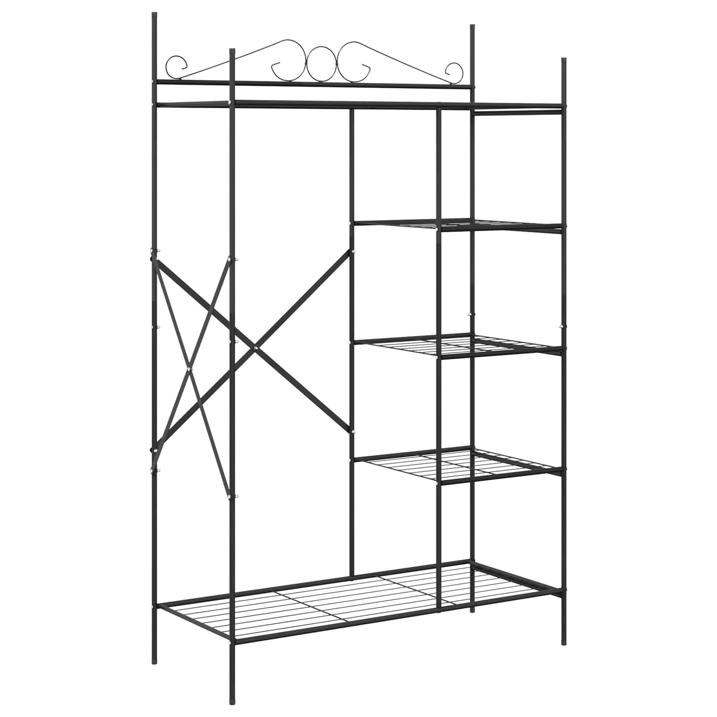 Åpen Garderobe med hylle Svart 104,5 x 45 x 172 cm Stål
