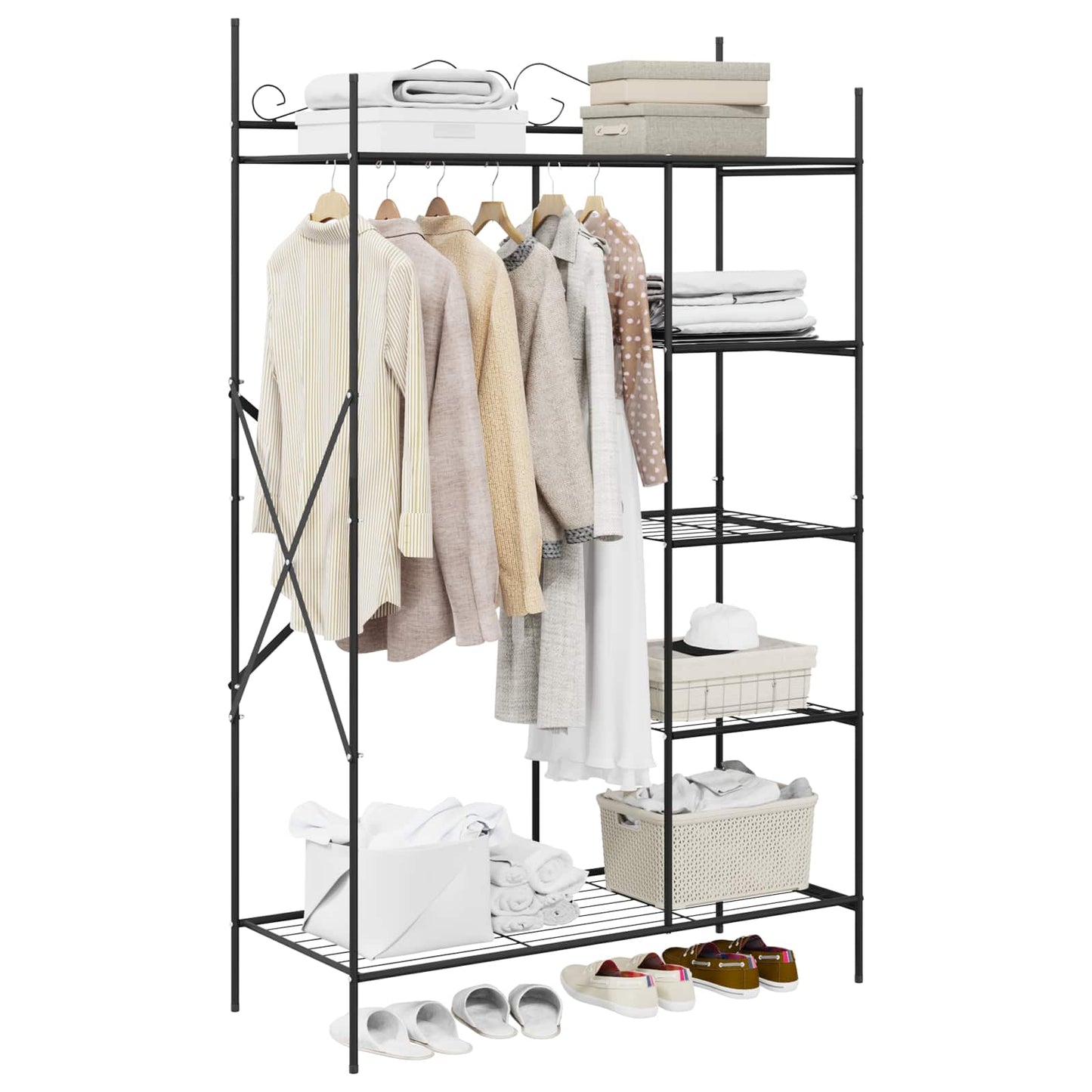 Åpen Garderobe med hylle Svart 104,5 x 45 x 172 cm Stål