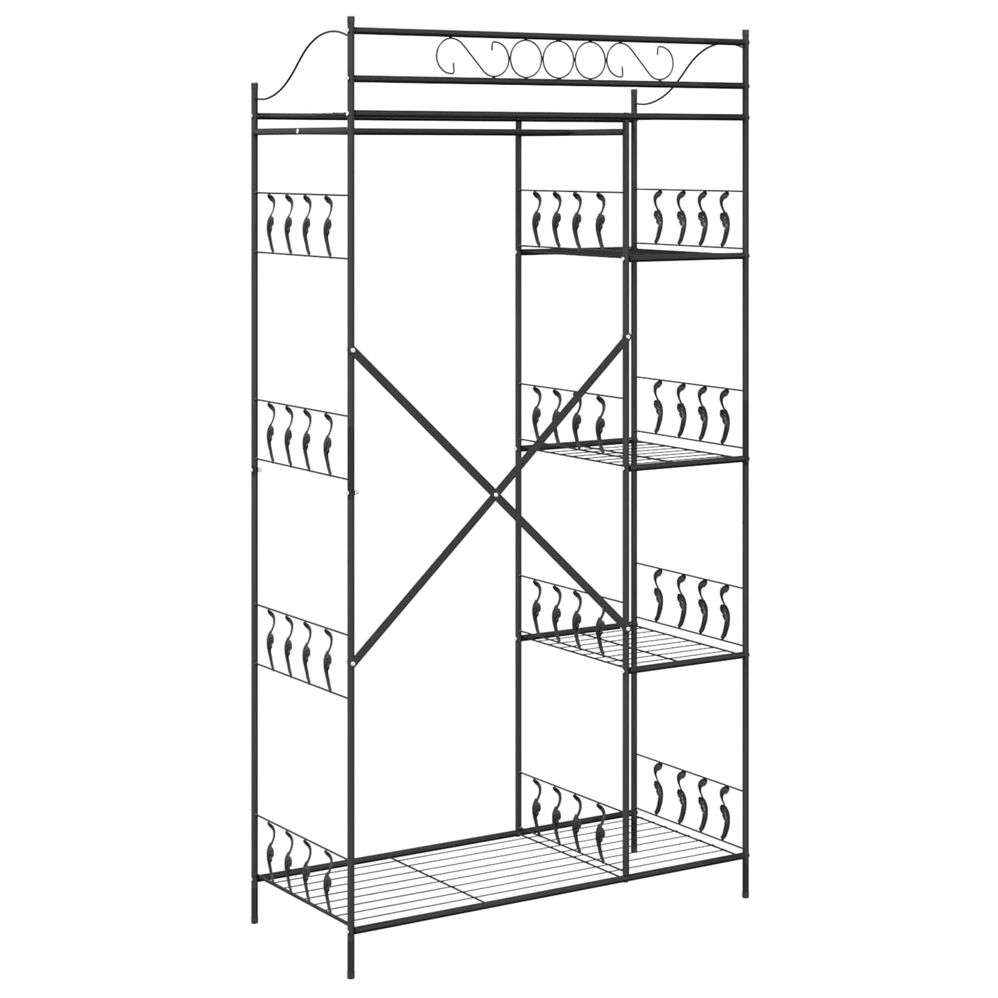 Åpen Garderobe med hylle Svart 101 x 43 x 188 cm Stål