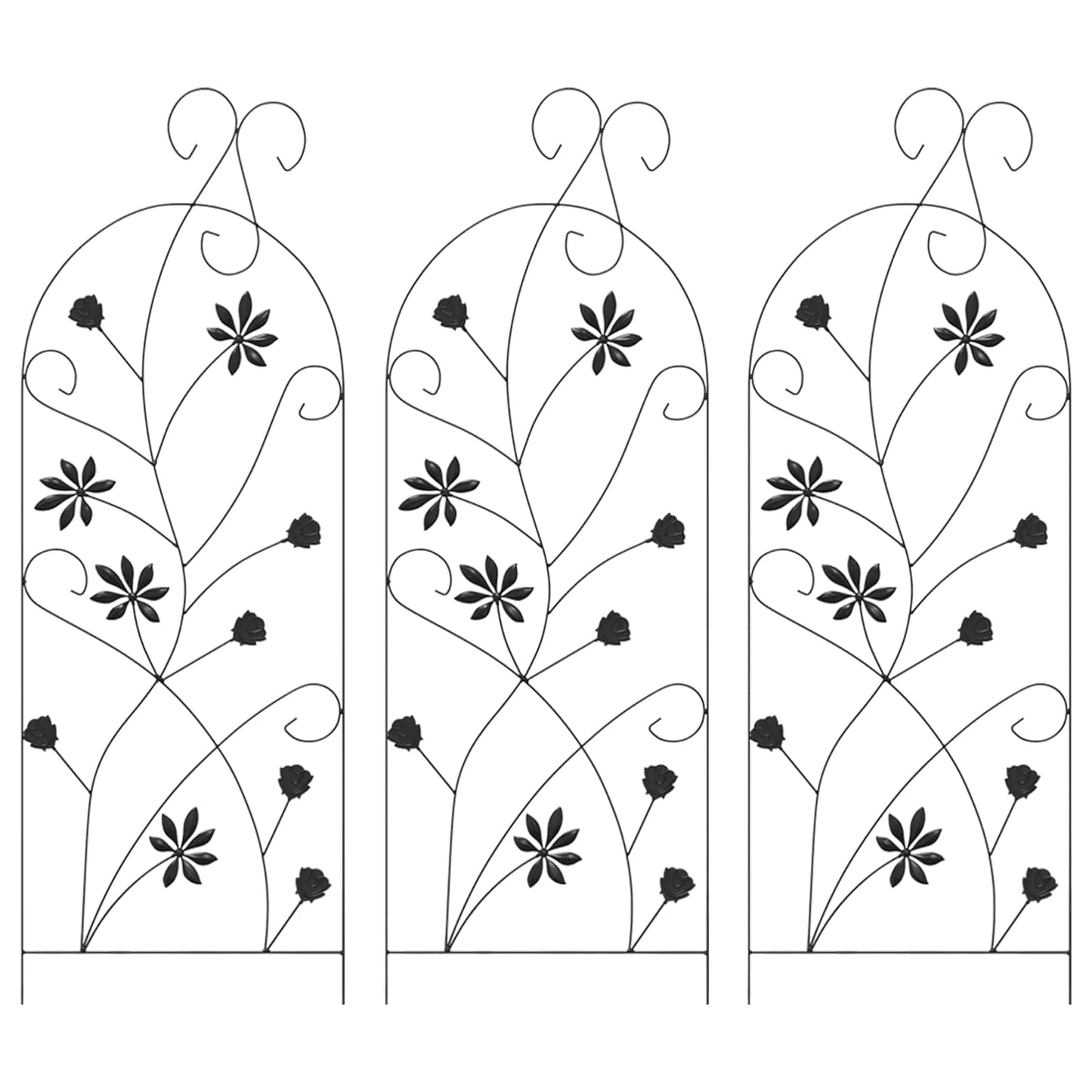 Hage Hegning med lås 3 pcs Svart 112 x 39,5 cm Stål