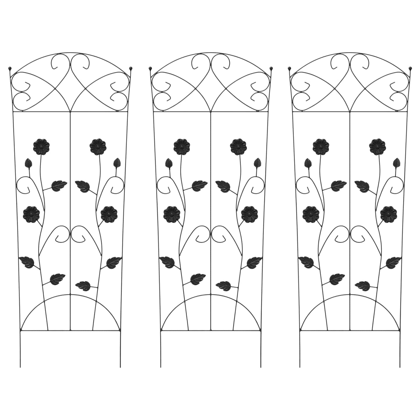 Hage Hegning 3 pcs Svart 110,5 x 42,5 cm Stål