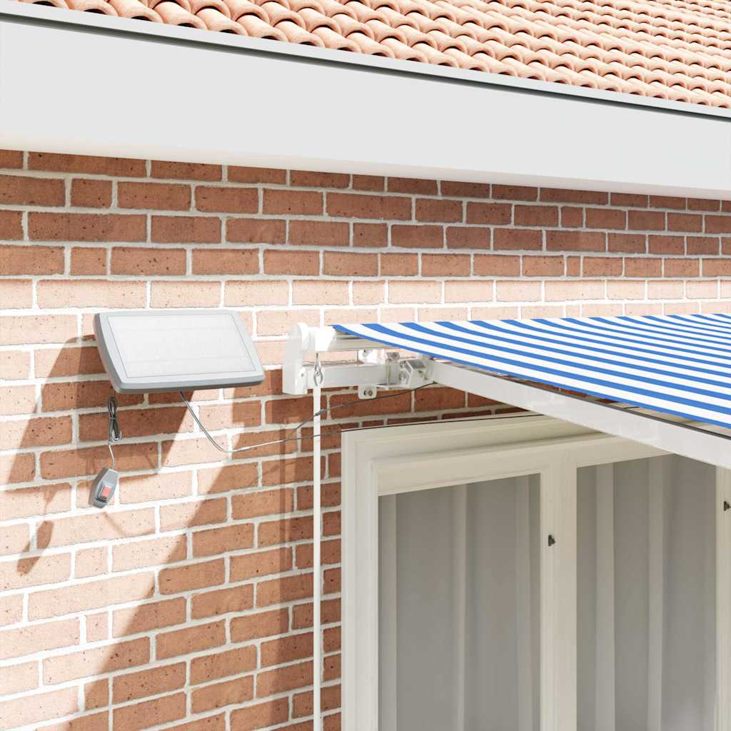 Innvendbar Markise med LED -stripelys Blå og hvit 350 x 250 cm vidaXL