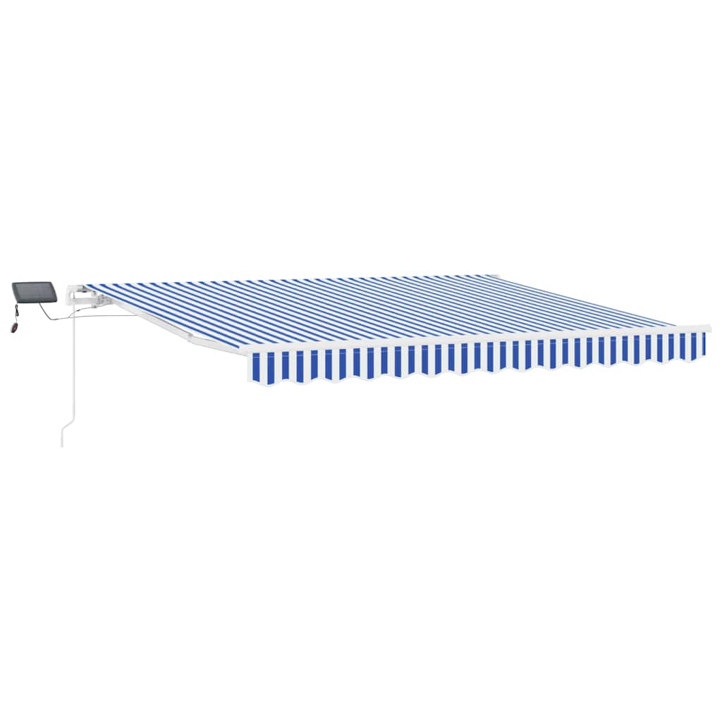 Innvendbar Markise med LED -stripelys Blå og hvit 350 x 250 cm vidaXL