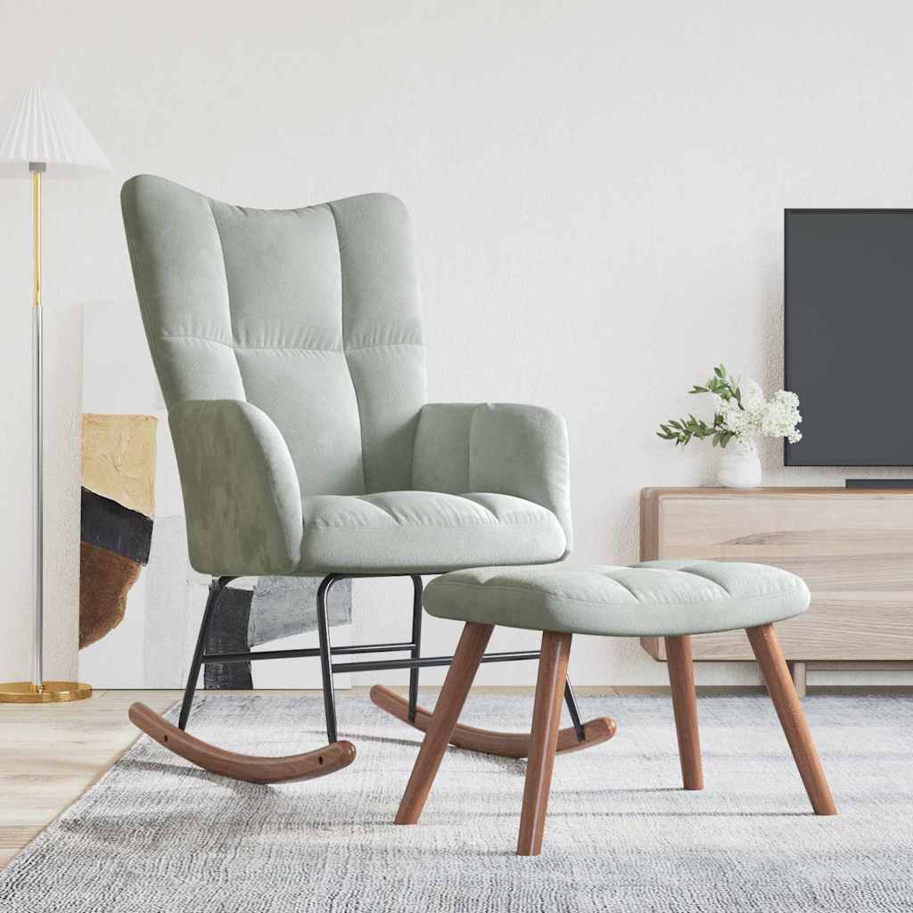 Vippestol med fotstøtte Lysegrå 78 x 61 x 98 cm Fløyel