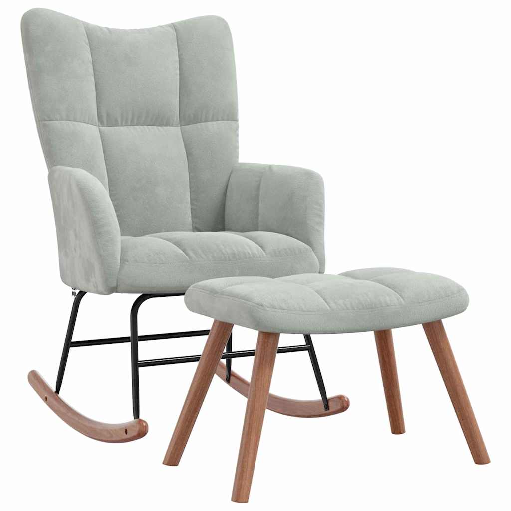Vippestol med fotstøtte Lysegrå 78 x 61 x 98 cm Fløyel