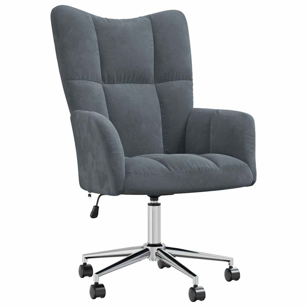 Avslappende stol med hjul Mørkegrå 69 x 61,5 x 102 cm Fløyel