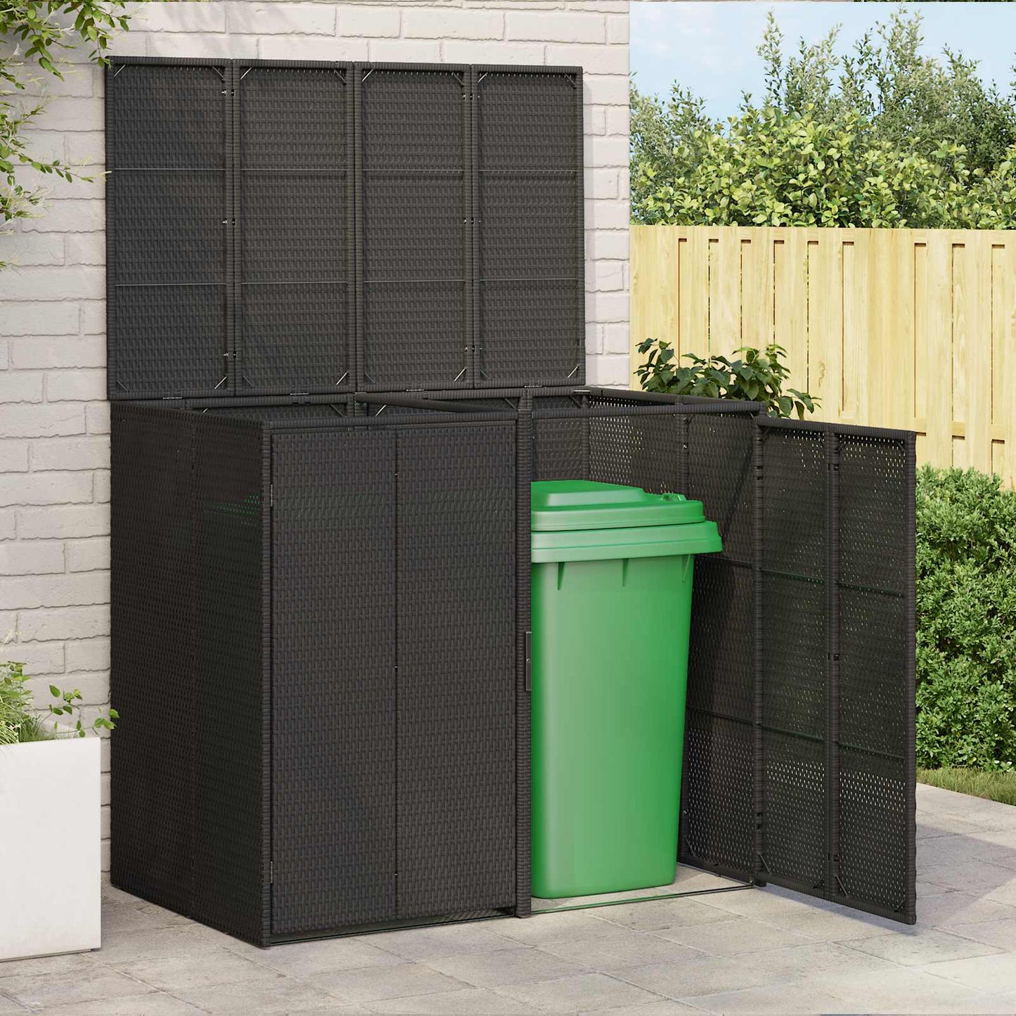 Søppelboks 2 pcs Svart 130 x 80 x 115 cm Polyethylen