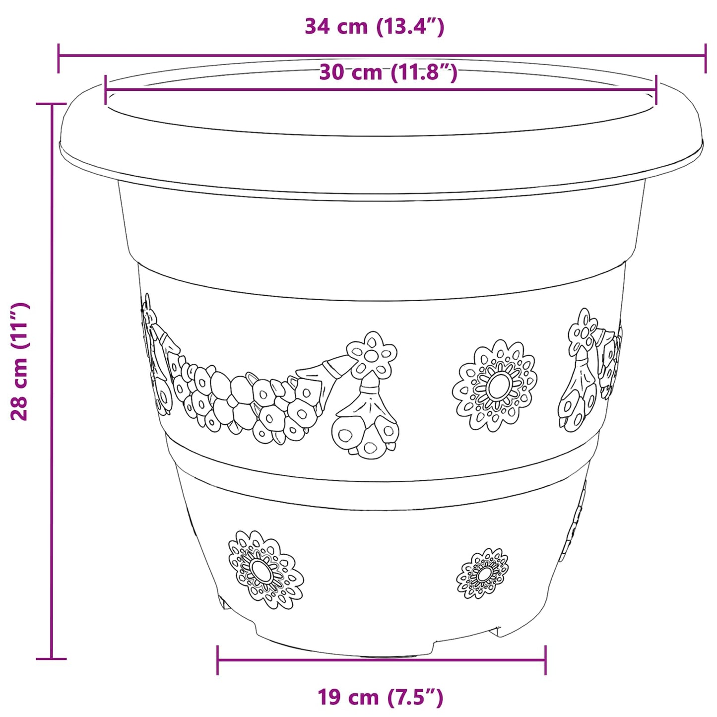 Plantepotter 6 pcs Klinker Rød Ø 26 x 21.5 cm Plast vidaXL