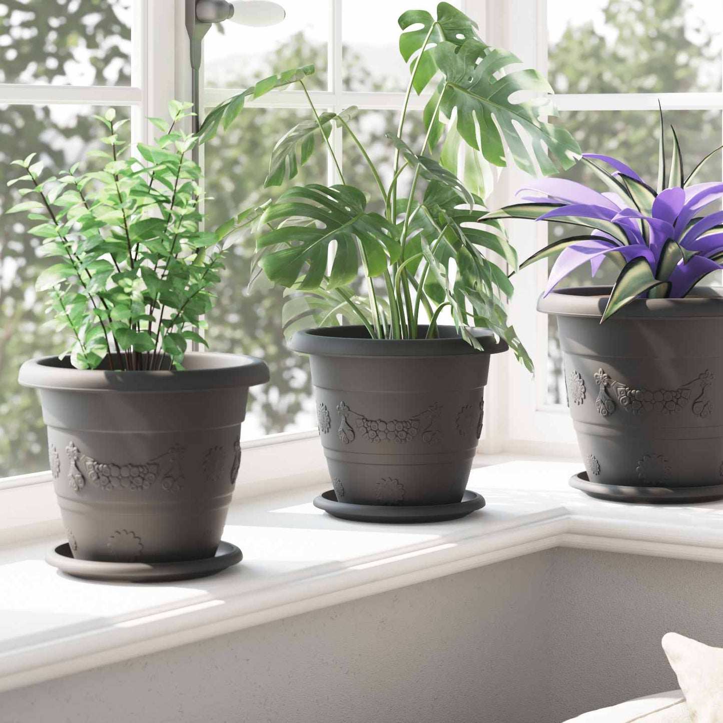 Plantepotter 6 pcs Svart Ø 22 x 18 cm Plast