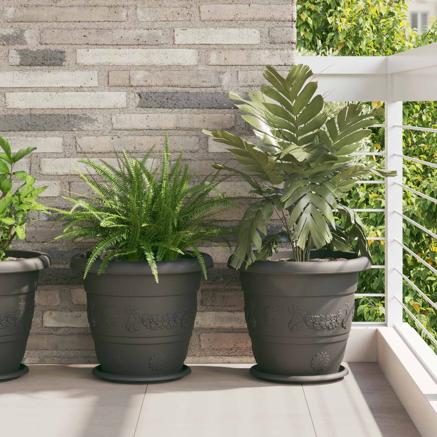 Plantepotter 6 pcs Svart Ø 26 x 21.5 cm Plast vidaXL