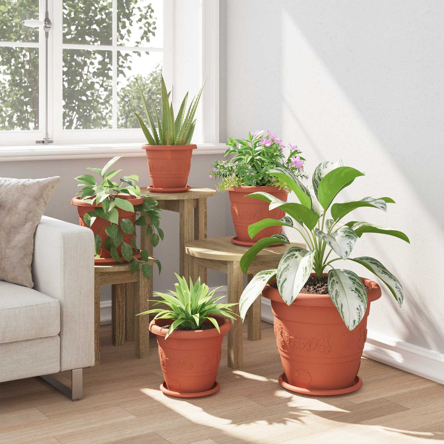 Plantepotter 24 pcs Klinker Rød Ø 26 x 21.5 cm Plast